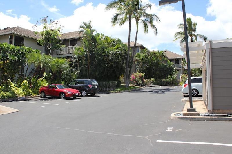 Tropical landscaping continue the island feel