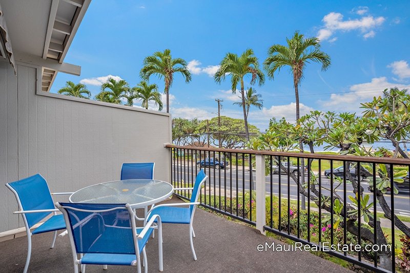 Condos in the A Building at Kihei Akahi have spacious upper lanai spaces